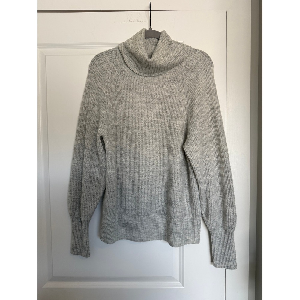 Quince Merino Wool Baby Alpaca Blend Turtleneck Sweater Heather Grey M LK001